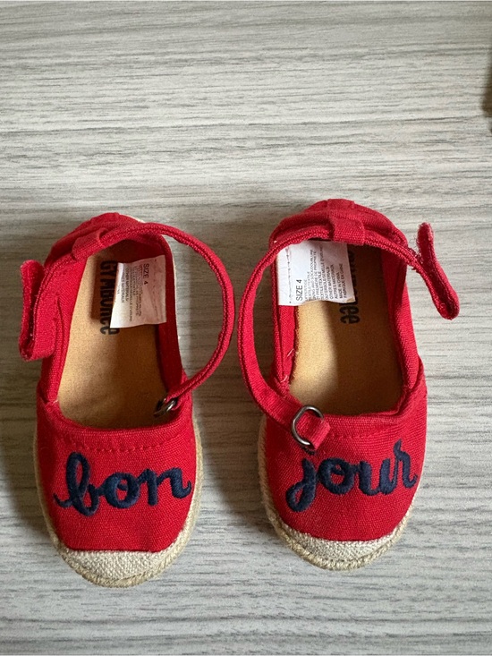 Gymboree Other - Gymboree Red Canvas 'bonjour' Mary Jane Sandals